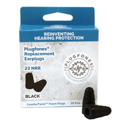 Plugfones ComforTwist 29 dB Soft Foam Replacement Tip Replacement Ear Plugs Black 5 pair