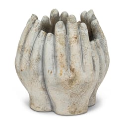 Abbott 7 in. H Cement Tall Hands Planter Gray