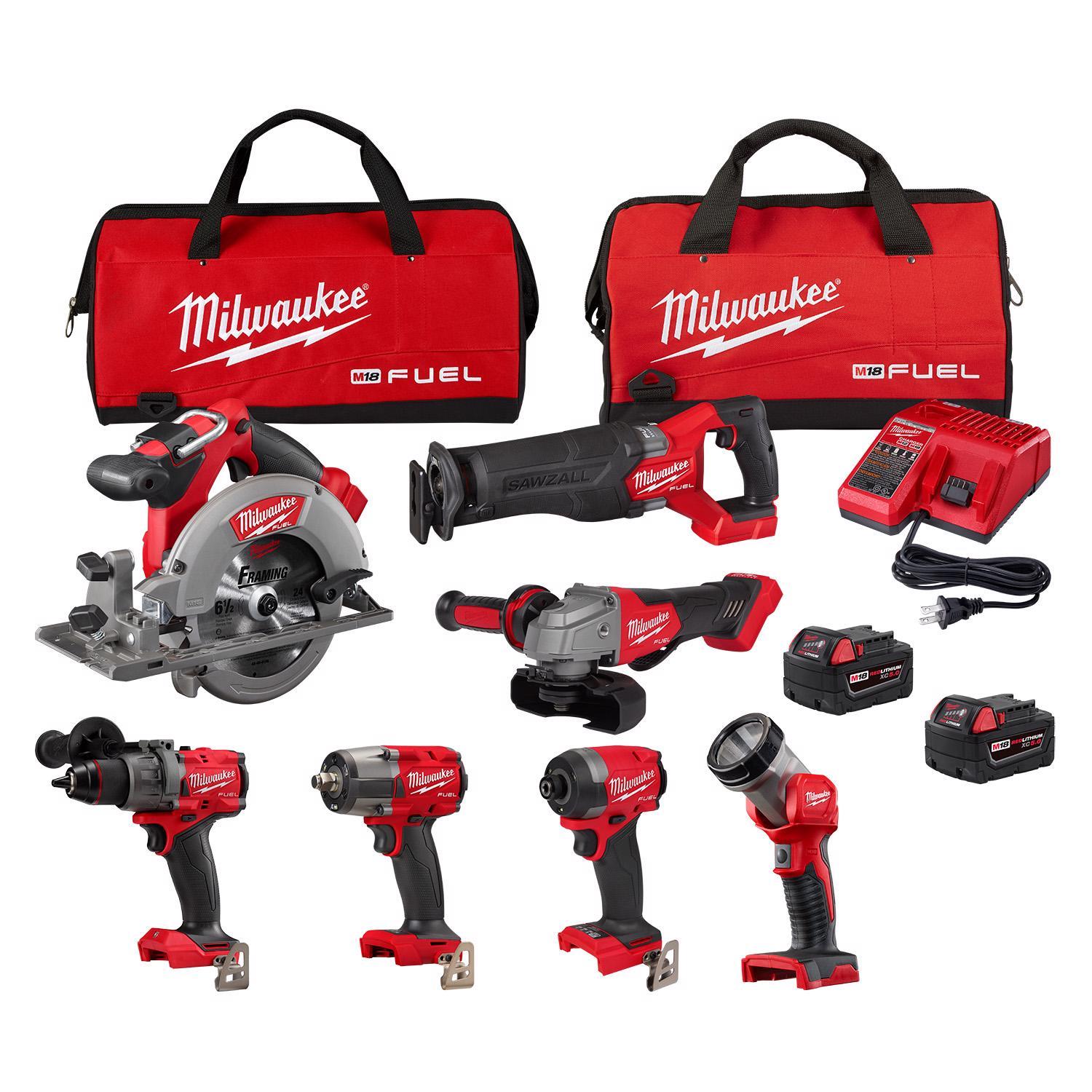 Milwaukee M18 FUEL Cordless Brushless 7 Tool Combo Kit -  3697-27