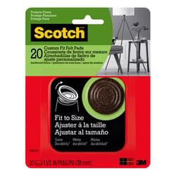 3M Scotch Felt Self Adhesive Protective Pad Brown Round 1.5 in. W 20 pk