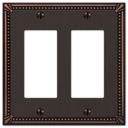 Amerelle Imperial Bead Aged Bronze 2 gang Die-Cast Metal Decorator Wall Plate 1 pk