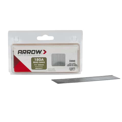 Arrow BN18 18 Ga. X 1-1/4 in. L Galvanized Steel Brad Nails 1000 pk 0.65 lb Arrow BN18 18 Ga. X 1-1/4 in. L Galvanized Steel Brad Nails 1000 pk 0.65 lb