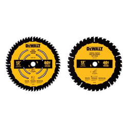 DeWalt 12 in. D X 1 in. Carbide Tipped Circular Saw Blade 40/60 teeth 2 pk