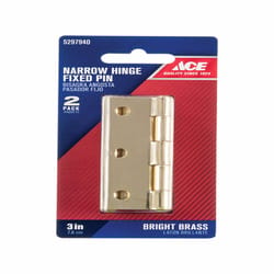 Ace 2 in. W X 3 in. L Bright Brass Brass Narrow Hinge 2 pk