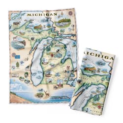Xplorer Maps Multicolored Cotton Michigan Dish Towel