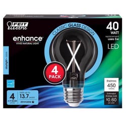 Feit Enhance A19 E26 (Medium) Filament LED Bulb Daylight 40 Watt Equivalence 4 pk