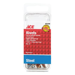 Ace 1/8 in. D X 1/8 in. Steel Rivets Silver 25 pk