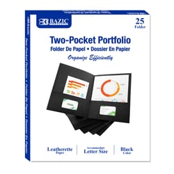 Bazic Products Premium 8.5 in. W X 11 in. L Black Two-Pocket Portfolio
