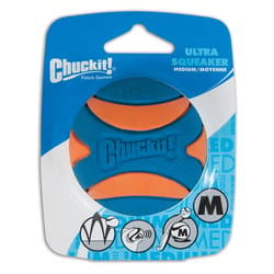 ChuckIt! Blue/Orange Round Synthetic Rubber Squeaker Ball Dog Toy Medium 1 pk