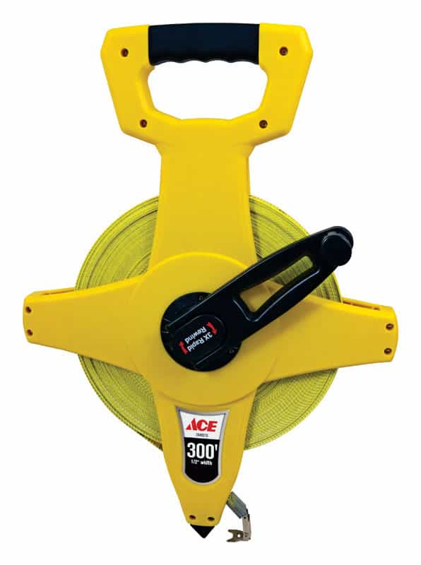 Ace 300 ft. L x 0.5 in. W Fiberglass Long Tape Measure Yellow 1 pk ...