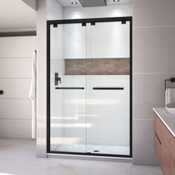 DreamLine Encore 76 in. H X 44-48 in. W Satin Black Semi-Frameless Shower Door