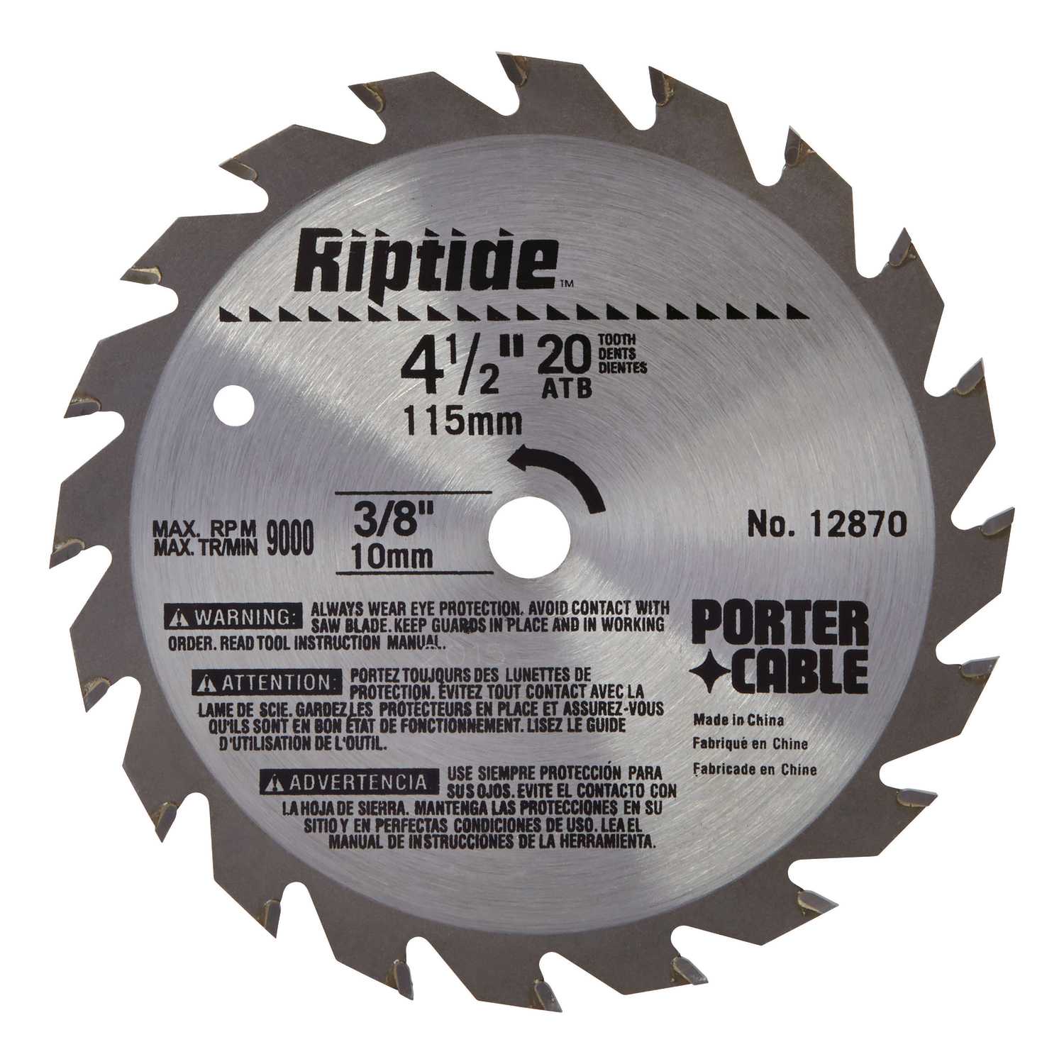 Porter Cable Riptide 4 1 2 In Dia X 3 8 In Carbide Tipped Saw