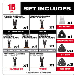 Milwaukee Open-Lok 15 pc X 3.5 in. W Titanium Oscillating Blade Set 15 pc