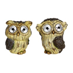 Alpine Ceramic Multi-color 6 in. Owls Garden Statue