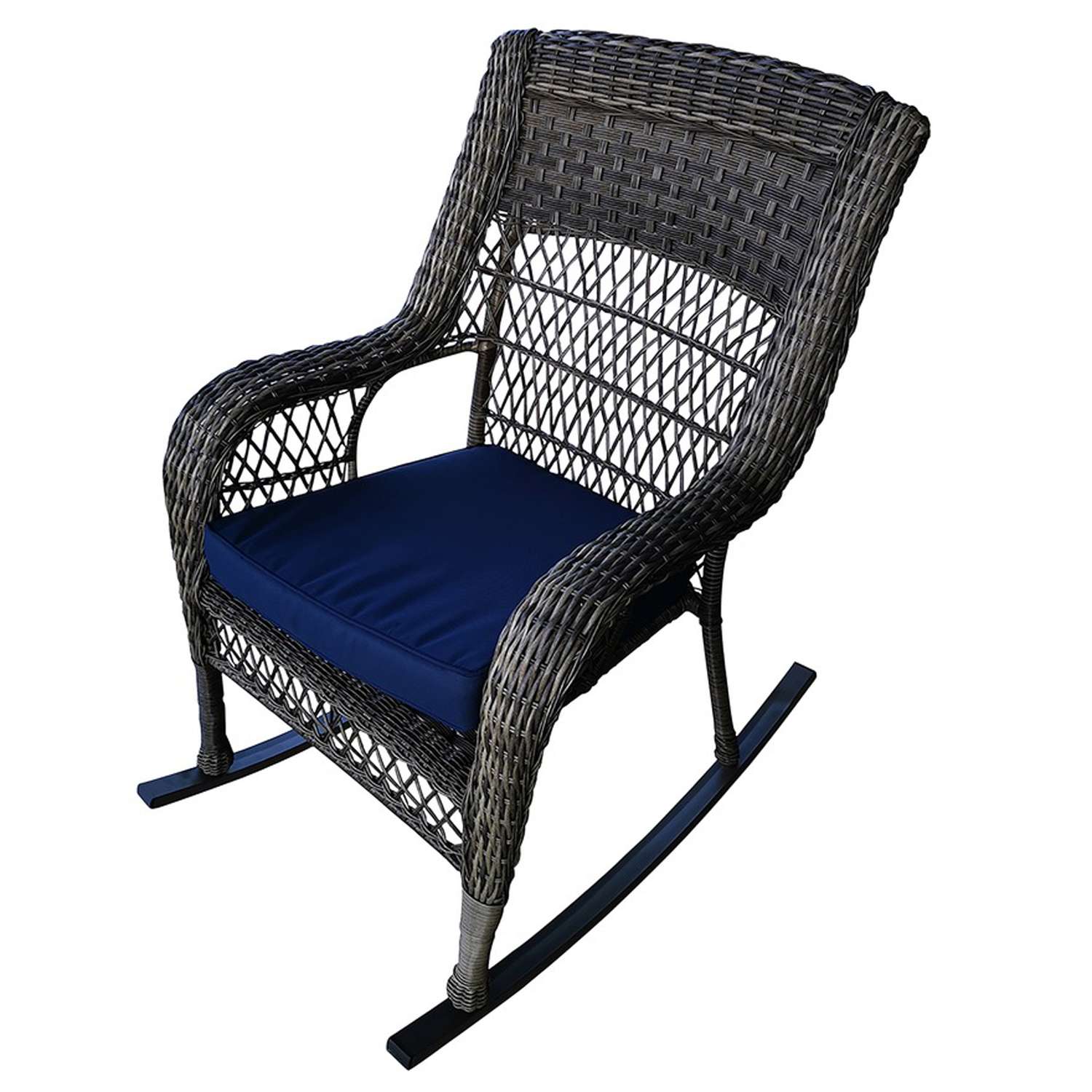 acehardware.com | Gray Wicker Frame Rocking Chair Navy Blue