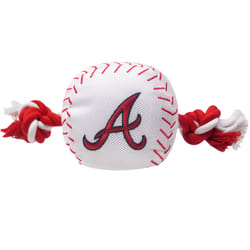 Pets First MLB Red/White Nylon Atlanta Braves Baseball Tug Dog Toy 1 pk