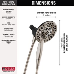 Delta Satin Nickel Stainless Steel 4 settings Showerhead Combo 1.75 gpm