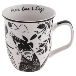 Karma Boho Black/White Ceramic Dog Mug 3.7 in. D 1 pk