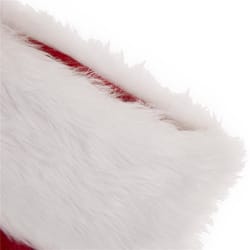 Glitzhome Red/White Faux Fur Cuff Christmas Stocking with Cuff 0.36 in.