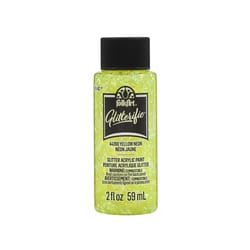 FolkArt Glitterific Glitter Yellow Neon Craft Paint Exterior and Interior 2 oz