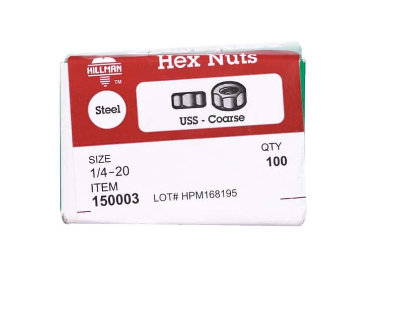 Hillman 1/4 in. Zinc-Plated Steel USS Hex Nut 12 pk