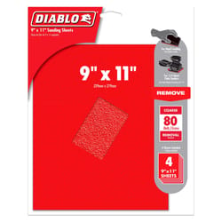 Diablo 9 in. L X 11 in. W 80 Grit Aluminum Oxide Sanding Sheet 4 pk