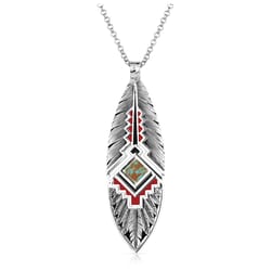 Montana Silversmiths Women's Southwest Aura Feather Red/Silver Necklace