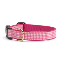 Up Country Pink Gingham Nylon Dog Collar Medium