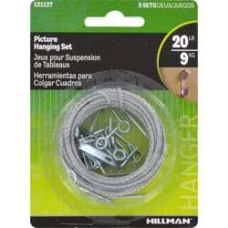 Hillman Zinc Conventional Picture Hanging Set 20 lb 5 pk