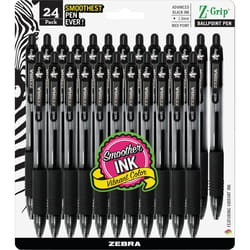 Zebra Z-Grip Black Retractable Ball Point Pen 24 pk