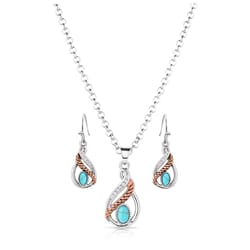 Montana Silversmiths Women's Woven Dreams Teardrop Silver/Turquoise Jewelry Sets