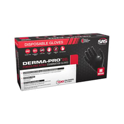 SAS Safety Derma-Pro Nitrile Disposable Gloves Medium Black Powder Free 100 pk
