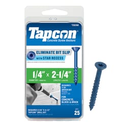 Tapcon 1/4 in. in. X 2-1/4 in. L Star Flat Head High/Low Concrete Screws