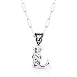 Montana Silversmiths Unisex Western Initial L Black/Silver Necklace