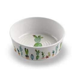 TarHong White Cactus Melamine 4 cups Pet Bowl