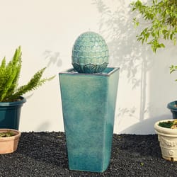 Glitzhome Ceramic Turquoise 35.75 in. H Artichoke Pedestal Fountain