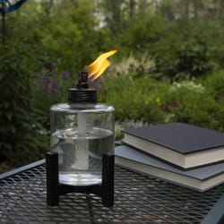 TIKI Black/Clear Glass/Metal 6.5 in. Elevated Tabletop Torch 1 pc