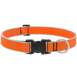 LupinePet Reflective Orange Diamond Nylon Dog Adjustable Collar