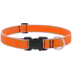 LupinePet Reflective Orange Diamond Nylon Dog Adjustable Collar