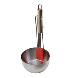 TableCraft BBQ Red/Silver Stainless Steel Brush/Sauce Pan