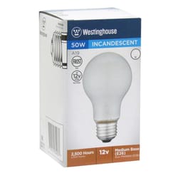 Westinghouse 50 W A19 A-Line Incandescent Bulb E26 (Medium) White 1 pk