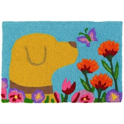 Jellybean 20 in. W X 30 in. L Multi-Color Golden Lab and Butterfly Polyester Accent Rug