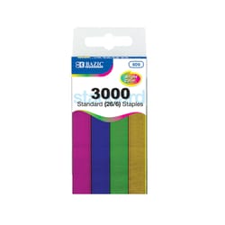 Bazic Products Bright Colors Standard 26/6 1/2 in. W X 1/4 in. L Flat Crown Staples 3000 pk