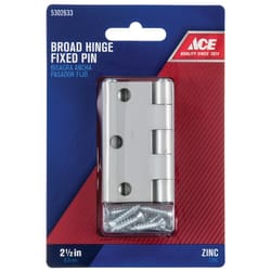 Ace 2-1/2 in. L Zinc-Plated Broad Hinge 2 pk