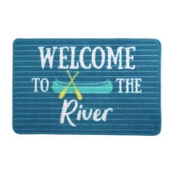 Pavilion We People 17.75 in. W X 27.5 in. L Green/White River Polyester Door Mat