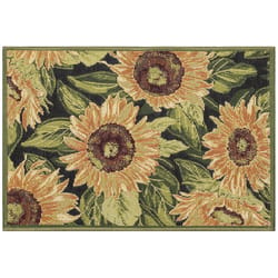 Liora Manne Esencia 2 ft. W X 3 ft. L Black Sunflowers Polypropylene/Polyester Floor Mat