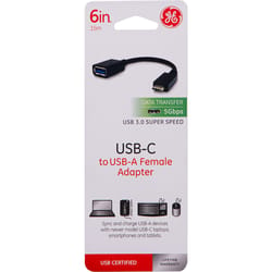 GE 0.5 ft. L USB-C to USB-A Adapter