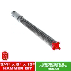 Diablo Rebar Demon 3/4 in. X 13 in. L Carbide Tipped Hammer Drill Bit SDS-Max Shank 1 pk