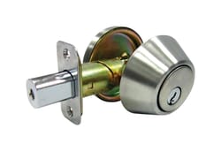 Faultless Satin Stainless Steel Single Cylinder Deadbolt 1-3/4 in in.
