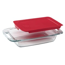 Pyrex Easy Grab 8 in. W X 14 in. L Baking Dish Clear/Red 1 pc